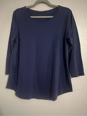 Knapp Studio Classic Navy Scoop Neck Women's Top size large